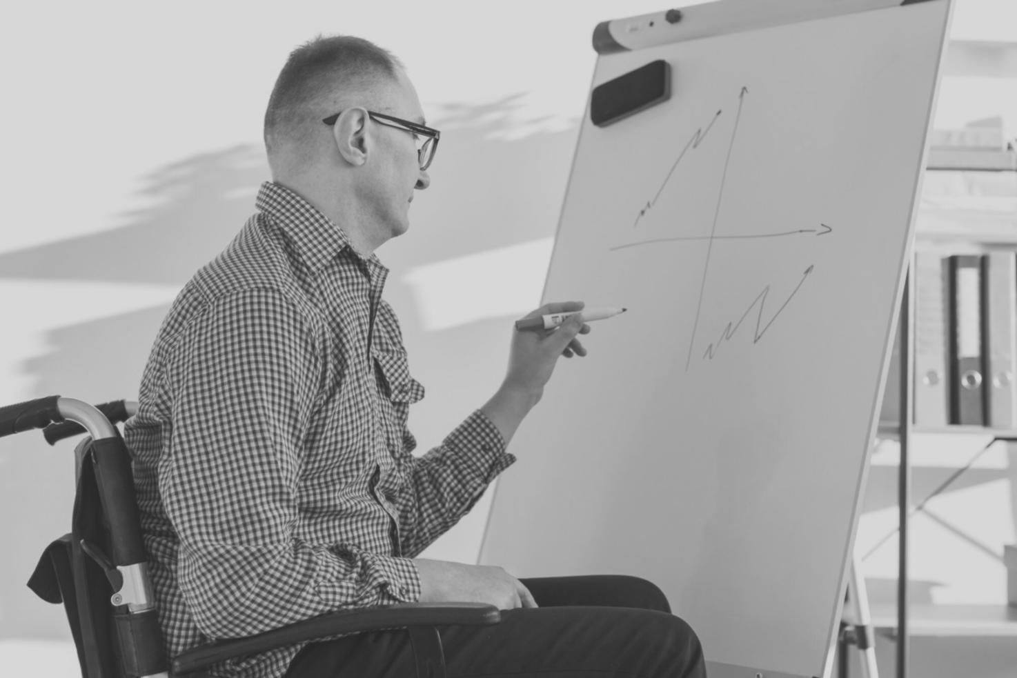 Professional financial planning workspace showing adaptive learning materials and tools